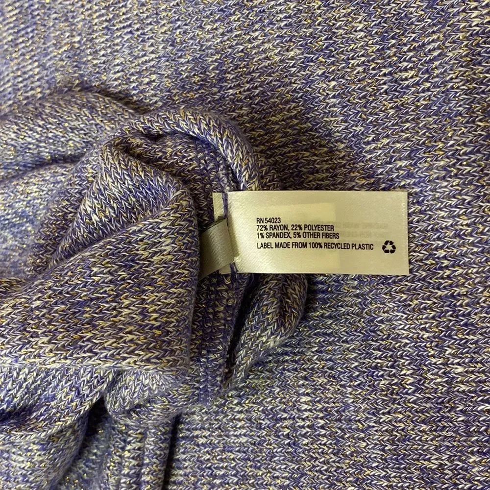 GAP Knit Purple Infinity Scarf with White & Gold Metallic Threads